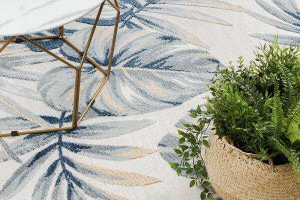 Covor Structural BOTANIC 65265 Monstera pleacă tesut plat pe balcon, terasa - ecru