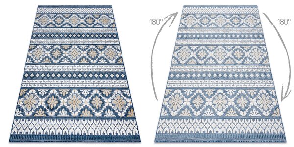 Covor Structural BOTANIC 65252 Boho, tesut plat pe balcon, terasa - albastru inchis