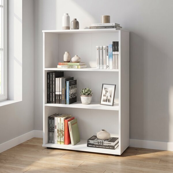 Biblioteca Adore Rio Mini, 3 rafturi, Alb - Nuc - Antracit, 72x109x34 cm