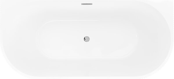 Cadă de baie independentă Mexen Oris cu caneluri 150 x 75 cm, alb lucios, preaplin cromat, 52871507500-01
