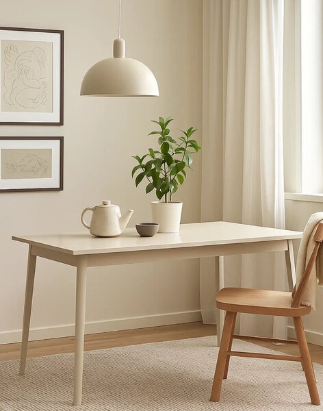Masă de dining Rose, bej nisipiu/auriu (180x90 cm)