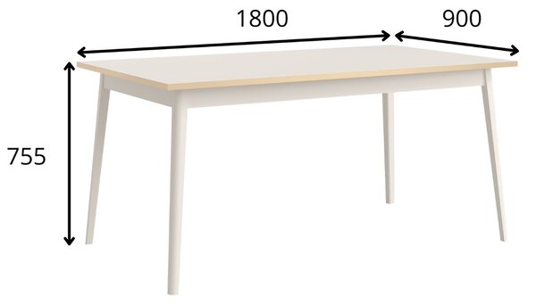 Masă de dining Rose, bej nisipiu/auriu (180x90 cm)