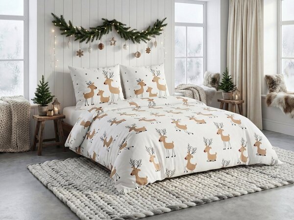 Lenjerie de pat din bumbac TIMBA DEER alb Dimensiune lenjerie de pat: 80 x 80 cm | 135 x 200 cm