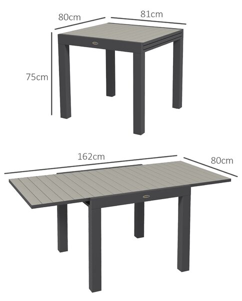 Masă extensibilă pentru terasă Outsunny, cu 4-6 locuri, 81-162 cm | Aosom Romania