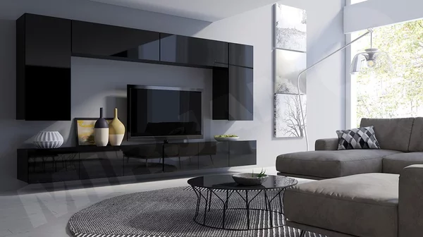 Mobilier living XIII Badiani (negru + Negru lucios). 1070247