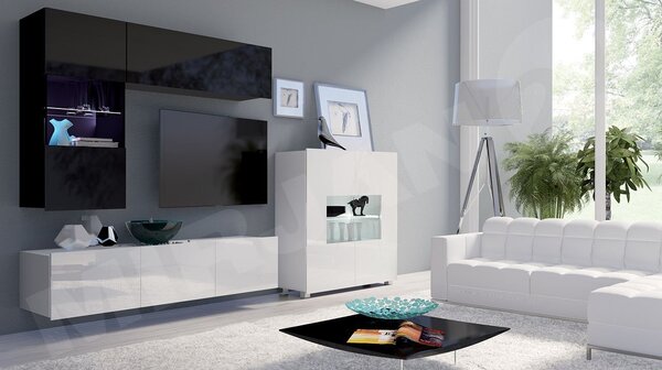 Mobilier living III Badiani (negru + Negru lucios + Alb + Alb lucios). 1070242