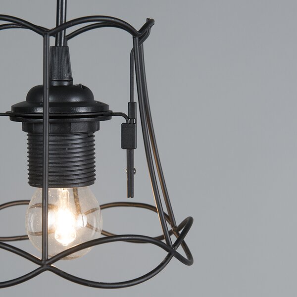 Lampă suspendată retro neagră 15 cm - Granny Frame