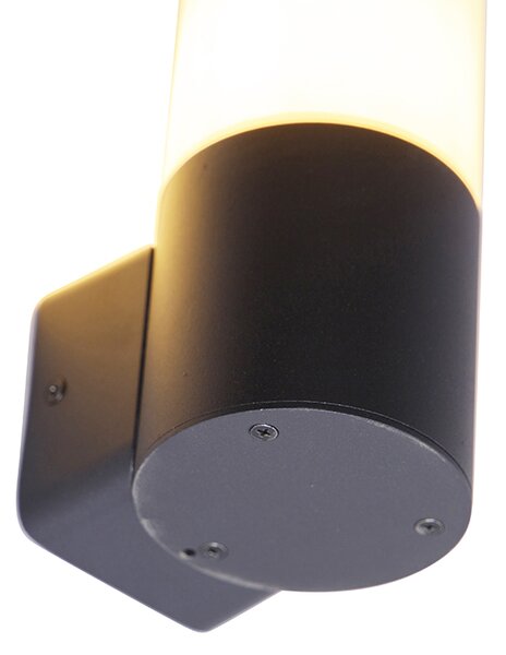 Lampă de perete exterioară modernă neagră cu abajur opalescent IP44 - Odense