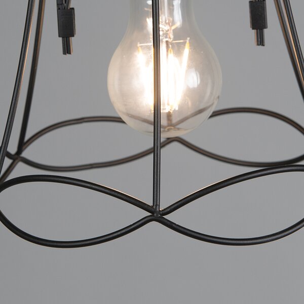Lampă suspendată retro neagră 20 cm - Granny Frame