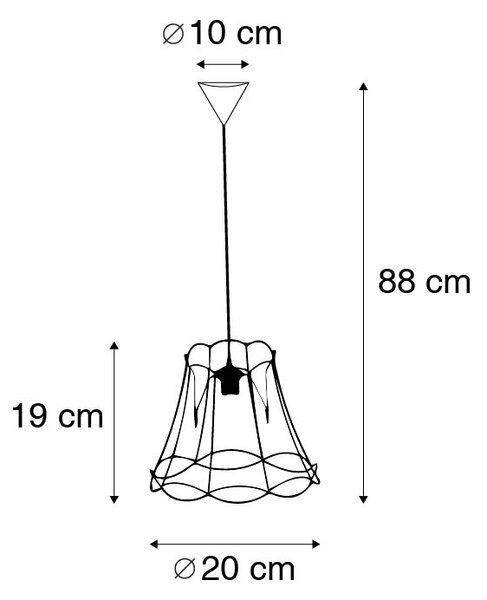 Lampă suspendată retro neagră 20 cm - Granny Frame