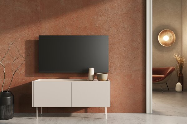 Comodă TV cu picioare metalice Desin 120 cm - cașmir / stejar nagano