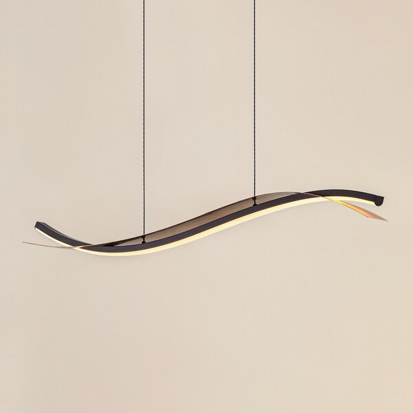 Lucande Lampă suspendată LED Alevia, negru/auriu, CCT, reglabil, Auriu / Alamă, Camera de zi / sufragerie, Metal, Design