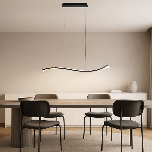 Lucande Lampă suspendată LED Alevia, negru/auriu, CCT, reglabil, Auriu / Alamă, Camera de zi / sufragerie, Metal, Design