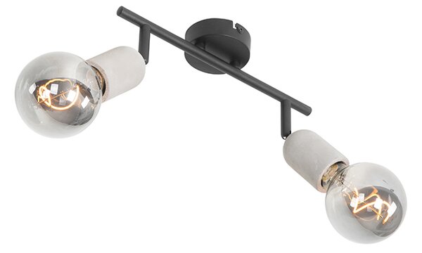 Spotlight industrial negru cu beton 2 lumini - Pedra