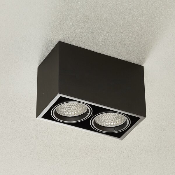Arcchio Cirdan plafonieră LED, 2 becuri, negru, Negru, Camera de zi / sufragerie, Metal, Modern