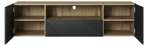 Comodă TV suspendatăă Asha 167 cm cu sertar și nișă - artisan / negru mat
