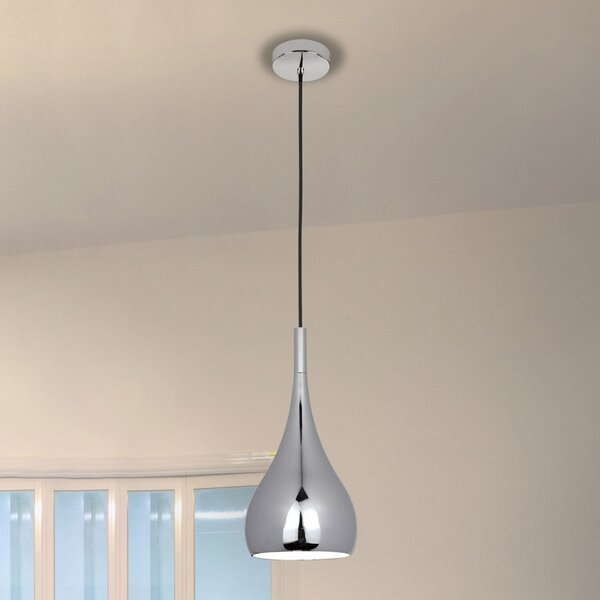 Näve Retro - lampă suspendată metalică, culoare crom, reglabil, Metalic, Camera de zi / sufragerie, Metal, Modern