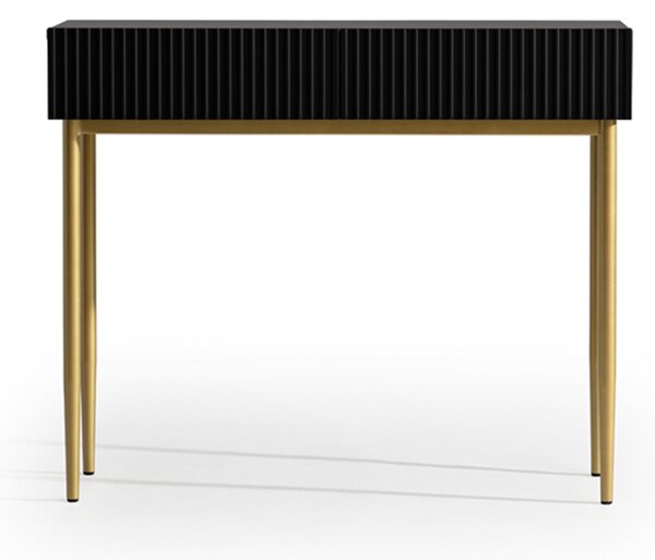 Consolă cu sertare Nicole 100 cm - negru mat / picioare aurii