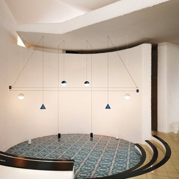 Lustră Pendul FLOS, String Light Sphere, reglabil, Alb, Zona coridorului, Metal, Modern