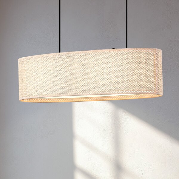 Lindby Lampă suspendată Soula, 78 cm, bej, plastic, E27, reglabil, Bej, Camera de zi / sufragerie, Plastic, Casă de țară / Rustic
