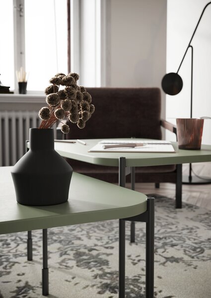 Măsuță de cafea dreptunghiulară Sonatia 70 cm cu picioare metalice - verde măsliniu