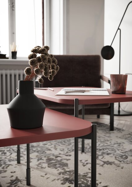 Măsuță de cafea dreptunghiulară Sonatia 60 cm pe picioare metalice - burgundy