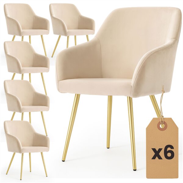 Set 6 scaune de sufragerie Exello (bej + auriu). Promo -18%. 1152237