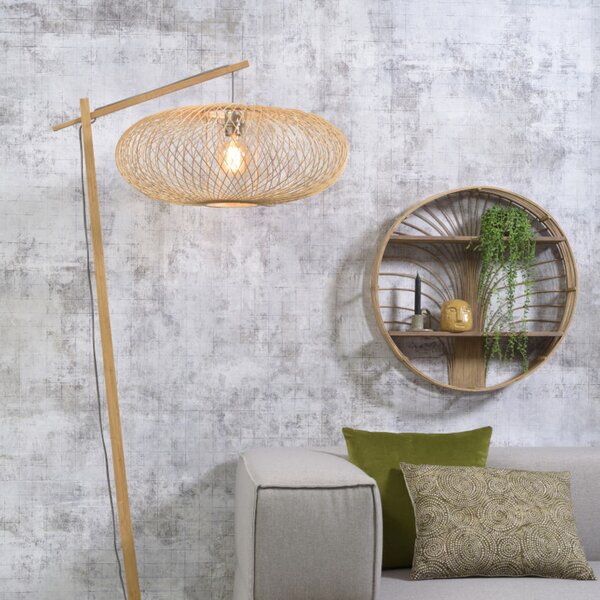 Good & Mojo GOOD MOJO lampă cu arc Cango mare, naturală, înălțime 176 cm, Lemn, Camera de zi / sufragerie, Bamboo, Design