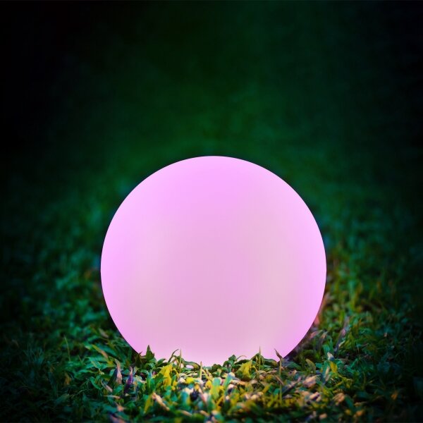 Lampă solară LED RGBW BALL 30 cm, 3,2V 500 mAh, IP65 + telecomandă