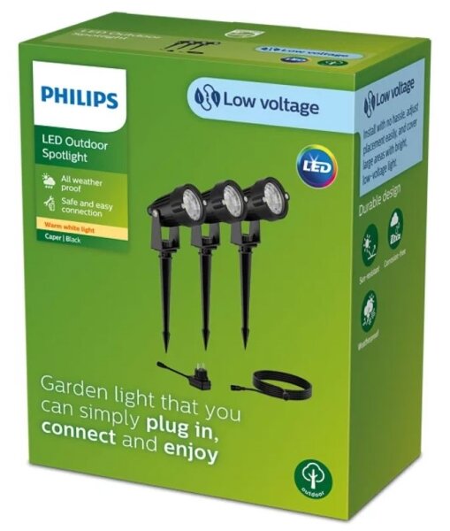SET 3x spot LED de exterior Philips CAPER LED/1,5W/24/230V IP44