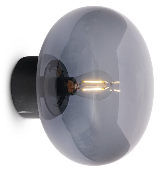 New Works Aplică de perete Karl-Johan, negru/opal, Ø 23 cm, reglabil, Alb, Baie, Sticlă, Modern
