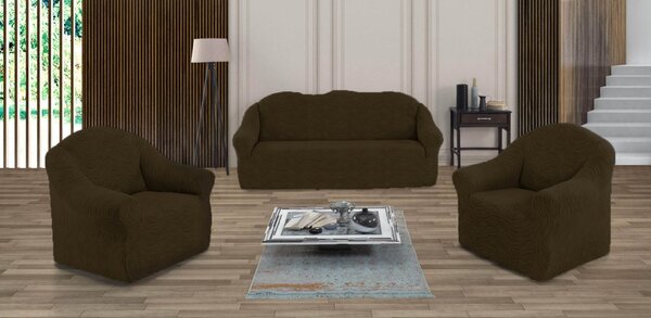 Set huse elastice pentru canapea 3 Locuri si 2 fotolii, fara volanas, model Jacquard Maro in dungi