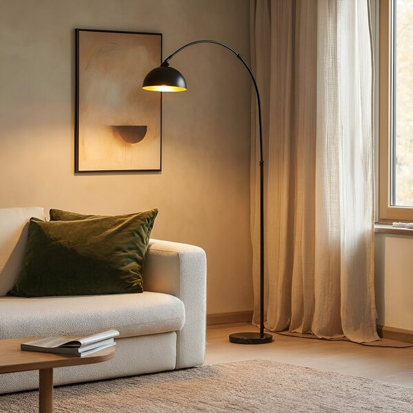 Lindby Lampadar Tonka, negru, metal, 185 cm, E27, Negru, Camera de zi / sufragerie, Metal, Modern