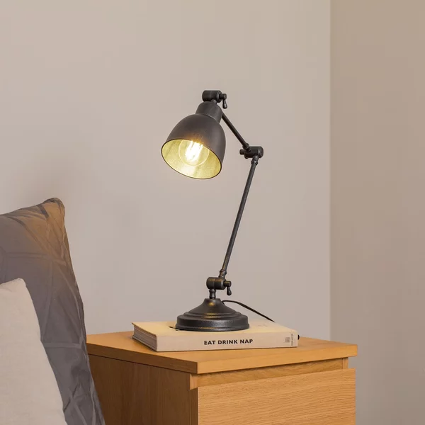Euluna Lampa de masă Emoti, antracit, 45 cm înălțime, reglabilă, Negru, Camera de zi / sufragerie, Metal, Design industrial