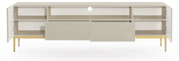 Comodă TV Nicole 200 cm cu nișă și sertare – cashmere / picioare aurii