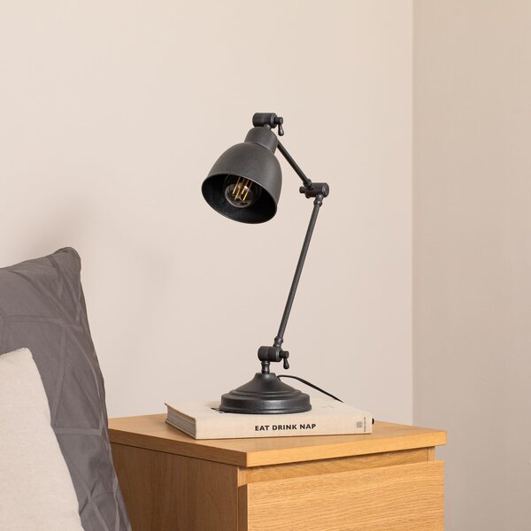 Euluna Lampa de masă Emoti, antracit, 45 cm înălțime, reglabilă, Negru, Camera de zi / sufragerie, Metal, Design industrial