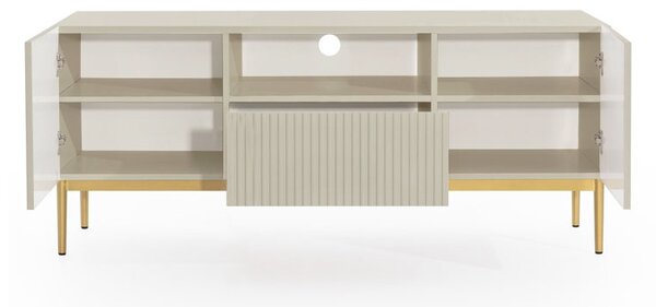 Comodă TV Nicole 150 cm cu sertar și nișă – cashmere / picioare aurii