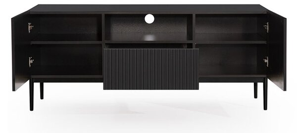 Comodă TV cu sertar și nișă Nicole 150 cm - negru mat / picioare negre