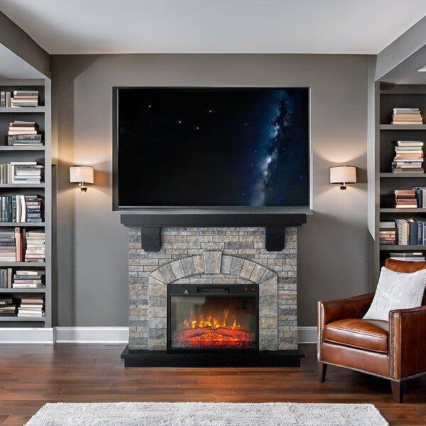 Semineu electric 3D ElectricSun GREYSTONE, cu sunet, 3 culori, Wi-Fi cu APP internet, L115xH102cm