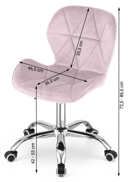 Set pentru birou – birou pliabil ZARIMO 80×40 cm alb + scaun de birou AVOLA VELVET roz