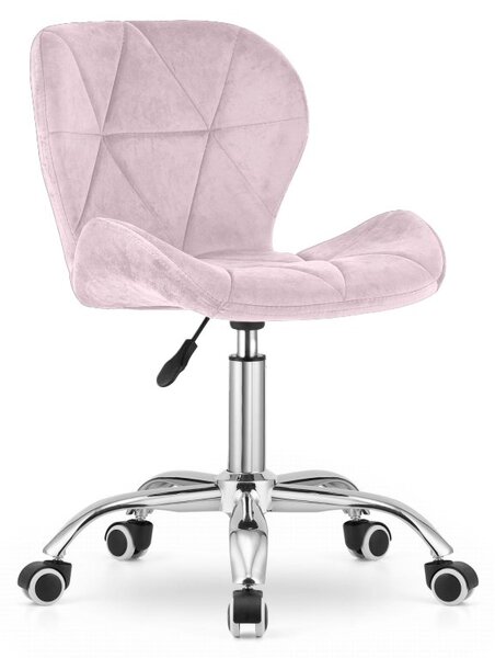 Set pentru birou – birou pliabil ZARIMO 80×40 cm alb + scaun de birou AVOLA VELVET roz