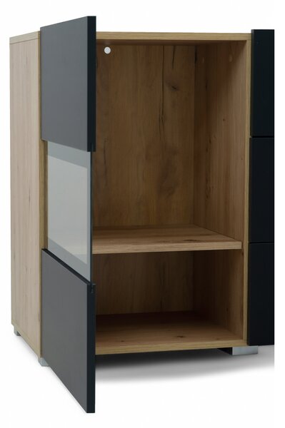 Comodă Baros 26 132 cm - stejar artizanal / negru mat