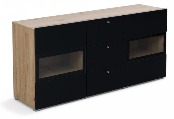 Comodă Baros 26 132 cm - stejar artizanal / negru mat