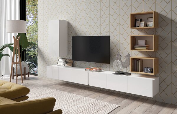 Mobilier living Calabria C36 WHITE (Alb + Stejar auriu) (fără iluminat). 1051582