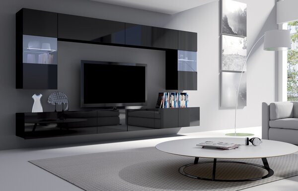 Mobilier living Calabria C1 (Negru) (fără iluminat). 1051588