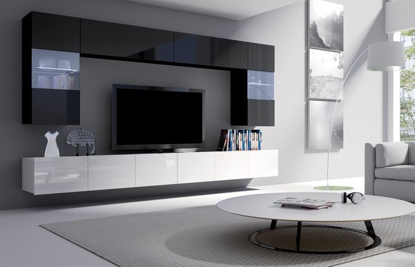 Mobilier living Calabria C1 (Negru + Alb) (fără iluminat). 1051587