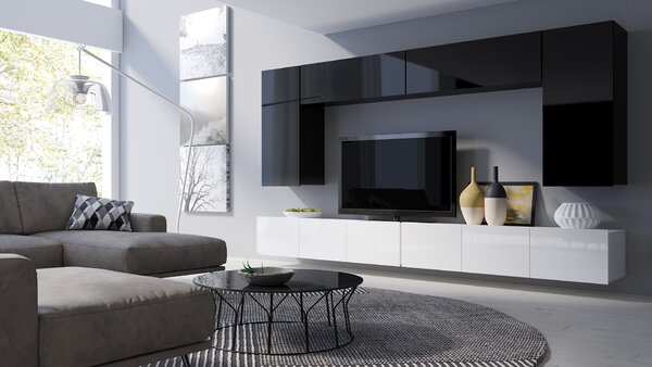 Mobilier living Calabria C13 (Negru + Alb) (fără iluminat). 1051644