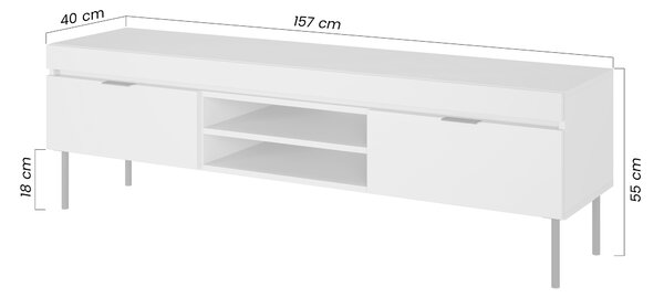 Dulap TV Sentia 157 cm pe soclu metalică - cașmir / auriu