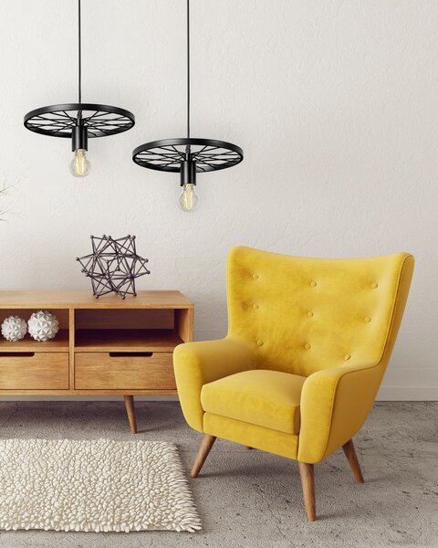 Toolight Toollight - Plafoniera suspendata retro rotunda 1xE27 APP212-1CP, negru, OSW-08001