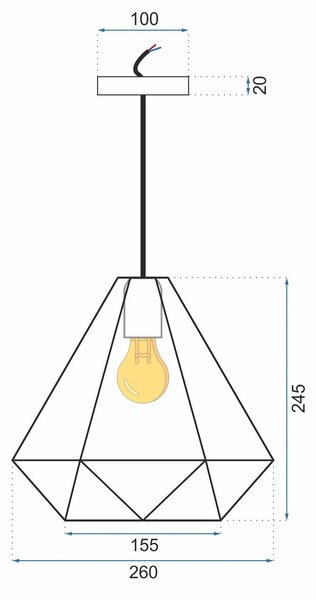 LAMPA TRIANGULARĂ GEOMETRICĂ NEAGRA APP252-1CP